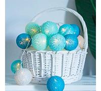 Fansu Luces De Bolas De Algodón Cadena de Luces, 10/20/30/50 LED Batería Lámpara de Guirnalda Luminosa Hogar, Jardín, Patio, Fiesta, Vacaciones, Boda, Navidad Decoración (5M-50 Luces,Azul)