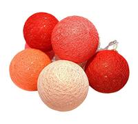 Fansu Luces De Bolas De Algodón Cadena de Luces, Bolas de Navidad LED Batería Lámpara de Guirnalda Luminosa Hogar, Jardín, Patio, Fiesta, Vacaciones, Boda Decoración (1.5M-10 Luces,Rojo)