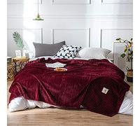 Fansu Mantas para Cama Lujoso Mantas para Sofá - Manta de Franela Microfibra para Adultos y Niños Invierno Cálida Acogedora Tacto Suave Felpa Manta (Rojo Burdeos,200x230cm)