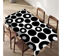Fansu Mantel Antimanchas Rectangular, Manteles de Tela Mesa Rectangular Lavables y Impermeable para Comedor, Interior Cocina y Exterior Jardín (Cercle Noir,254x104cm)