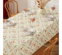 Fansu Mantel Impermeable Rectangular Hule, Manteles Antimanchas Cuadrado Estilo Campestre Mantel Mesa Plastico PVC para Fiesta Picnic Cocina Exterior Jardin Comedor (Hoja Verde 1,100x100cm)