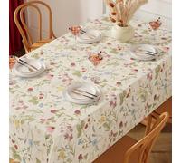 Fansu Mantel Impermeable Rectangular Hule, Manteles Antimanchas Cuadrado Estilo Campestre Mantel Mesa Plastico PVC para Fiesta Picnic Cocina Exterior Jardin Comedor (Margarita,100x100cm)