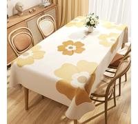 Fansu Mantel Impermeable Rectangular Hule, Manteles Antimanchas Cuadrado Estilo Flor Mantel Mesa Plastico PVC para Fiesta Picnic Cocina Exterior Jardin Comedor (Flor Caqui,120x180cm)