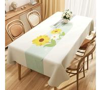 Fansu Mantel Impermeable Rectangular Hule, Manteles Antimanchas Cuadrado Estilo Flor Mantel Mesa Plastico PVC para Fiesta Picnic Cocina Exterior Jardin Comedor (Girasol Amarillo,140x180cm)