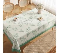 Fansu Mantel Impermeable Rectangular Hule, Manteles Antimanchas Cuadrado Estilo Flor Mantel Mesa Plastico PVC para Fiesta Picnic Cocina Exterior Jardin Comedor (Planta Verde A,100x100cm)