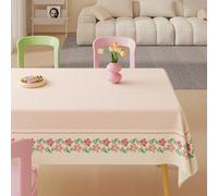 Fansu Mantel Impermeable Rectangular Hule, Manteles Antimanchas Cuadrado Estilo Floral Mantel Mesa Plastico PVC para Fiesta Picnic Cocina Exterior Jardin Comedor (Flor Rosa,100x100cm)