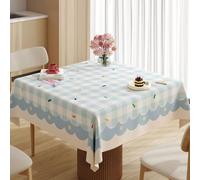 Fansu Mantel Impermeable Rectangular Hule, Manteles Antimanchas Cuadrado Estilo Lindo Mantel Mesa Plastico PVC para Fiesta Picnic Cocina Exterior Jardin Comedor (Guingán Azul,120x160cm)