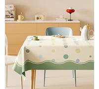 Fansu Mantel Impermeable Rectangular Hule, Manteles Antimanchas Cuadrado Estilo Polka Dot Mantel Mesa Plastico PVC para Fiesta Picnic Cocina Exterior Jardin Comedor (Verde,100x100cm)