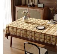 Fansu Mantel Impermeable Rectangular Hule, Manteles Antimanchas Cuadrado Estilo Vintage Guingán Mantel Mesa Plastico PVC para Fiesta Picnic Cocina Jardin Comedor (Marrón,100x100cm)