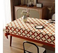 Fansu Mantel Impermeable Rectangular Hule, Manteles Antimanchas Cuadrado Estilo Vintage Guingán Mantel Mesa Plastico PVC para Fiesta Picnic Cocina Jardin Comedor (Terracota,100x100cm)