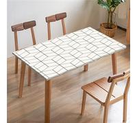 Fansu Mantel para Mesa con Borde Elástico, Funda de Mesa Rectangular para Decorar Geometría Mármol Comedor Protector de Cuadrada Manteles para Cocina/Picnic/Cena (120x120cm,Blanco)