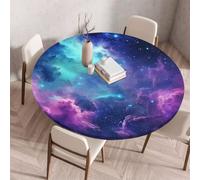 Fansu Mantel Redondo con Goma Elástica, Manteles de Mesa Ajustable con Elásticos Bordes Antimanchas Lavables para Mesa de Catering Comedor Exterior Jardín (Nebulosa púrpura,60cm)