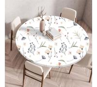 Fansu Mantel Redondo de Elástica Ajustada,Mantel Ajustable con Bordes Elásticos,Manteles Antimanchas Lavable Decorativo para Fiestas de Picnic al Aire Libre (Flores 5,140cm)