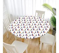 Fansu Mantel Redondo Exterior Mantel de Mesa Diseño de Borde Elástico, Manteles Antimanchas Lavable para Fiestas de Picnic al Aire Libre (Plumas 2,Diámetro 120cm)