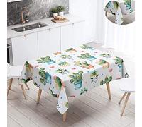 Fansu Manteles de Mesa Rectangular para Decorar, Impermeable Antimanchas Comedor Cuadrada Cactus de Impresión Manteles para Individuales/Cocina/Cena/Picnic Decoración (Verde Cactus,140x160cm)