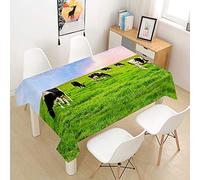 Fansu Manteles de Mesa Rectangular para Decorar, Impermeable Antimanchas Comedor Cuadrada de Impresión Manteles para Cocina/Cena/Picnic Decoración (Vaca de la Pradera,100x140cm)