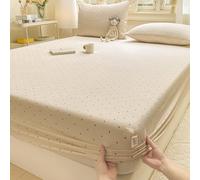 FANSU Microfibra Sabana Bajera, Elástica Modern Style Sabana Bajera, Cómoda y Suave Juego de Sabanas para Camas Individuales y Dobles (Puntos Caqui,200x220cm)