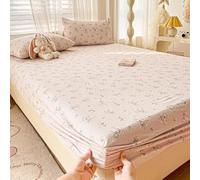 FANSU Microfibra Sabana Bajera, Elástica Modern Style Sabana Bajera, Cómoda y Suave Juego de Sabanas para Camas Individuales y Dobles (Flor Rosa 2,120x200cm)