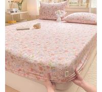 FANSU Microfibra Sabana Bajera, Elástica Modern Style Sabana Bajera, Cómoda y Suave Juego de Sabanas para Camas Individuales y Dobles (Flores Rosas,150x200cm)