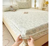 FANSU Microfibra Sabana Bajera, Elástica Modern Style Sabana Bajera, Cómoda y Suave Juego de Sabanas para Camas Individuales y Dobles (Flor Beige,90x200cm)