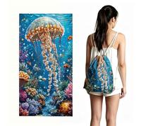 Fansu Mundo Oceánico 3D Toalla de Playa de Rizo, Microfibra Mochila de Playa con Almacenamiento 2 En 1, Grande Toallas Convertibles para Verano,Sauna,Piscina y Vacaciones (Pulpo,90x180cm)