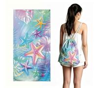 Fansu Mundo Oceánico 3D Toalla de Playa de Rizo, Microfibra Mochila de Playa con Almacenamiento 2 En 1, Grande Toallas Convertibles para Verano,Sauna,Piscina y Vacaciones (Estrella de Mar,80x160cm)