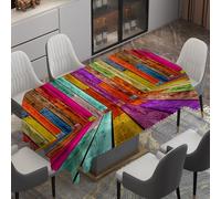 Fansu Nappe Ovale Anti Taches Lavable, Nappe de Table Ovale en Polyester Imperméable Protection de Table Moderne pour Extérieur, Jardin, Salle à Manger, Fête (Grafiti con veta de Madera 2,152x230cm)