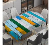 Fansu Nappe Ovale Anti Taches Lavable, Nappe de Table Ovale en Polyester Imperméable Protection de Table Moderne pour Extérieur, Jardin, Salle à Manger, Fête (Grafiti con veta de Madera 3,152x305cm)