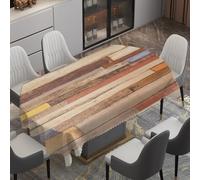 Fansu Nappe Ovale Anti Taches Lavable, Nappe de Table Ovale en Polyester Imperméable Protection de Table Moderne pour Extérieur, Jardin, Salle à Manger, Fête (Grafiti con veta de Madera 8,152x305cm)