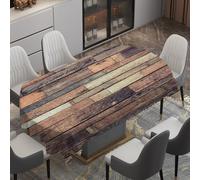 Fansu Nappe Ovale Anti Taches Lavable, Nappe de Table Ovale en Polyester Imperméable Protection de Table Moderne pour Extérieur, Jardin, Salle à Manger, Fête (Grafiti con veta de Madera 7,140x190cm)