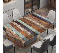 Fansu Nappe Ovale Anti Taches Lavable, Nappe de Table Ovale en Polyester Imperméable Protection de Table Moderne pour Extérieur, Jardin, Salle à Manger, Fête (Grafiti con veta de Madera 5,152x280cm)