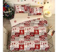 Fansu Navidad Juego de Ropa de Cama de Poliéster Microfibra Juego de Fundas de Edredón Incluye 1 Funda Nórdica y 2 Funda de Almohada (Papá Noel,140x210cm)