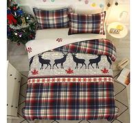 Fansu Navidad Juego de Ropa de Cama de Poliéster Microfibra Juego de Fundas de Edredón Incluye 1 Funda Nórdica y 2 Funda de Almohada (Cuadros navideños,260x220cm)