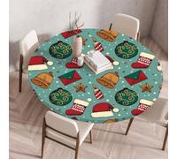 Fansu Navidad Mantel Redondo de Elástica Ajustada Protector de Mesa con Bordes,Manteles Antimanchas Lavable Decorativo para Fiestas de Picnic al Aire Libre (80cm,Campana)