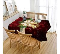 Fansu Navideño Rojo Mantel para Mesa Impermeable Lavable Antimanchas Algodón y Lino Rectangular Mantel, Decoración de Mesa para Navidad, Vacaciones, Fiestas, etc (Campanas,140x230cm)