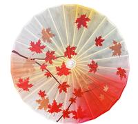 Fansu Paraguas Solar Japonés, Paraguas Chino Papel Engrasado Sombrilla de Tela de Seda para Bodas, Despedidas de Soltera, Favores de Fiesta, Recitales de Baile (Hoja de arce roja,Diámetro 84cm)
