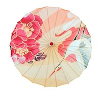 Fansu Paraguas Solar Japonés, Rosa Paraguas Chino Papel Engrasado, Sombrilla Parasol Oriental Tela de Seda para Bodas Foto Prop Favores Fiesta Recitales de Baile (Peonías,Diámetro 70cm)