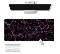 Fansu Patrón de Línea Alfombrilla Ratón, Alfombrilla Ratón XXL/XL/L, Alfombrilla Gaming con Bordes Cosidos y Base Goma Antideslizante, Mouse Pad para Hogar y Oficina (700x300mm,Morado)