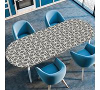 Fansu Patrones Modernos Mantel Ovalado de Elástica Ajustada Protector de Mesa con Bordes,Manteles Antimanchas Lavable Decorativo para Fiestas de Picnic (Gris Oscuro,107 x 165cm)