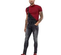 Fansu Peto Jeans Monos Hombres, Denim Jeans Bib Overoles Pantalón Vaqueros de Mono para Hombre Pantalones de Bolsillo Rotos Mezclilla Jumpsuit Casual (3XL,gris)