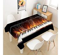 Fansu Piano Manteles de Mesa Rectangular para Decorar, Impermeable Antimanchas Comedor Cuadrada de Impresión Manteles para Cocina/Cena/Picnic Decoración (Fuego,140x140cm)