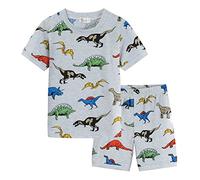 Fansu Pijamas Enteros de Manga Corta para Niños, Pijamas Dos Piezas Niño Niña Bebé Verano Algodón Juego de Pijama Camisetas y Pantalones Patrón de Dibujos Animados (100,camion Gris)