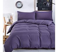 Fansu Plain Juego de Ropa de Cama de 4 Piezas Color sólido Juego de Fundas de Edredón Incluye 1 Funda Nórdica y 1 Sábana encimera 2 Funda de Almohada (Cama 150/160-220x240cm,Morado)