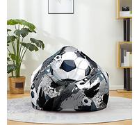 Fansu Puff 3D Fútbol Con Asa, Bean Bag para Adultos y Niños, Sin Relleno, Uso Interior y Exterior (100x120cm, Fondo Gris)