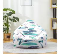 Fansu Puff Girasol Estampado en Adoquín, Puff Funda para Saco de Judías sin Relleno Duradero y Lavable Salon Bean Bag para Adultos y Niños (Blanco,80x90cm)