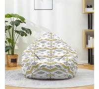 Fansu Puff Girasol Estilo Bohemio, Puff Funda para Saco de Judías sin Relleno Duradero y Lavable Salon Bean Bag para Adultos y Niños (Oro Blanco,100x120cm)