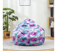 Fansu Puff Impresión de Tie-Dye, Cómodo Salon Bean Bag sin Relleno Extraíble Puf para Adultos y Niños, Funda para Saco de Judías para Interior y Exterior (Azul Violeta,70x80cm)