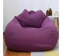 Fansu Puff, Puff Funda Color Liso Saco de Judías sin Relleno para Adultos y Niños, Algodón y Lino Salon Bean Bag Adecuado para Almacenar Ropa, Edredones (Morado,S-70x80cm)