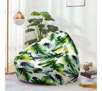 Fansu Puff, Puff Funda Hojas Tropicales en 3D Saco de Judías sin Relleno para Adultos y Niños, Salon Bean Bag Adecuado para Almacenar Ropa, Edredones, Peluches (Verde 3,70x80cm)