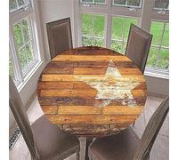 Fansu Redondo con Borde Elástico Ajustada, Tablero Impresión Mantel Antimanchas Impermeable Mantel de Mesa Cubierta de Mesa para Comedor Cocina (Estrella Blanca,Diámetro 150cm)